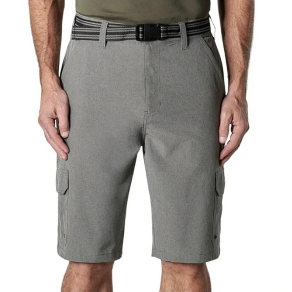 Iron Co. Men's Gray Belted Stretch Performance Hybrid Cargo 38W